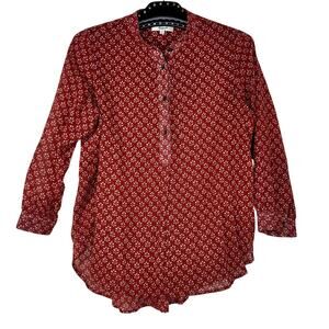 Madewell Boho Printed Button Placket Long Sleeve Blouse XS
